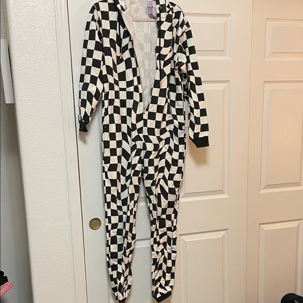 Savage X Fenty Black and White Checkered Jumpsuit size small